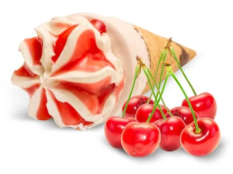 Ice cream  with cherry Stock Photos