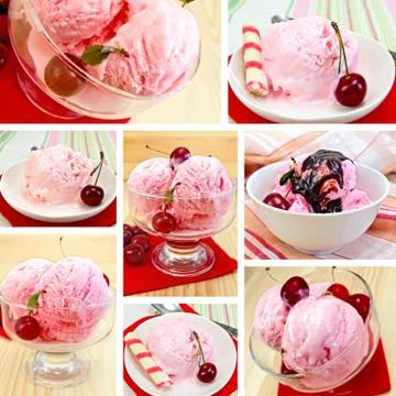 Ice cream cherry set Stock Photos