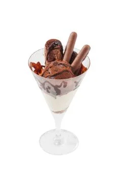 Ice cream with chocolate sauce Stock Photos