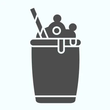 Ice Cream Cocktail solid icon. Milkshake with whipped cream vector illustration 스톡 일러스트
