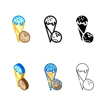 Ice cream coconut range tropical color icon vector 스톡 일러스트