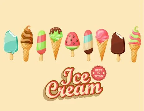 Ice cream collection. Stock Illustration