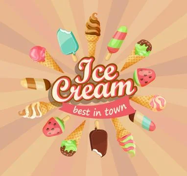 Ice cream collection, vector. Illustrazione stock