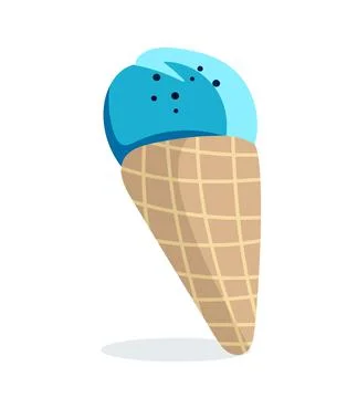 Ice cream cone blue Vector illustration isolated on a white background Stock Illustration