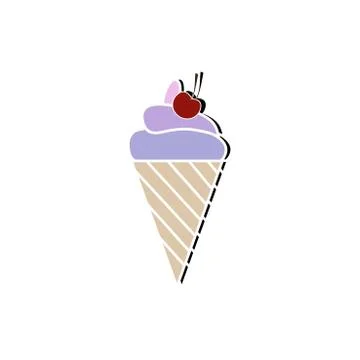 Ice cream cone with cherry. Stock Illustration