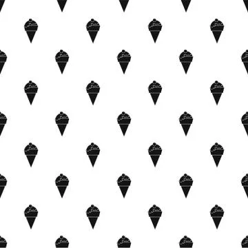 Ice cream cone with cherry pattern, simple style Stock Illustration