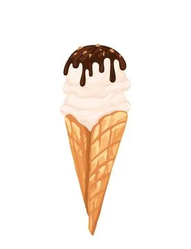 Ice cream cone with chocolate vector illustration isolated on white background Stock Illustration