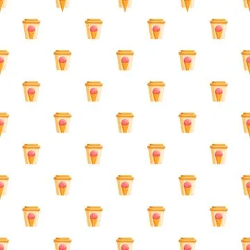 Ice cream cone cups seamless pattern background Stock Illustration