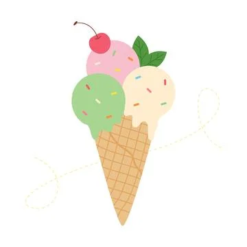Ice cream cone. Cute vector illustration of an ice cream cone 库存插图