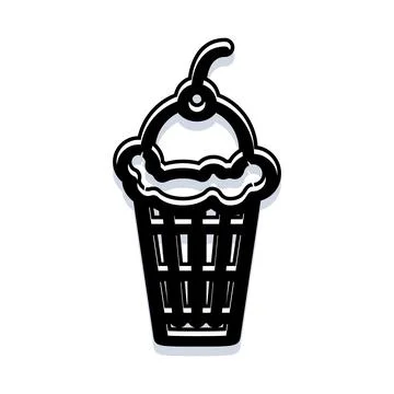 Ice cream cone dessert with cherry illustration design Stock Illustration