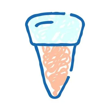 Ice cream cone doodle concept sweet dessert Stock Illustration