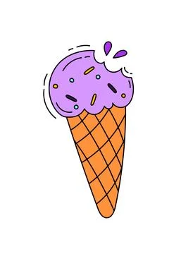 Ice cream cone doodle Vector color illustration isolated on white Stock Illustration