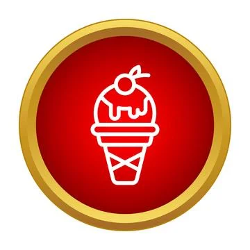 Ice cream cone icon with cherry topping Stock Illustration