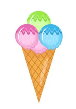 Ice Cream cone icon flat cartoon style. Isolated on white background. Vecto.. Stock Illustration