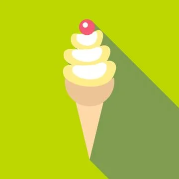 Ice cream in cone icon, flat style Stock Illustration