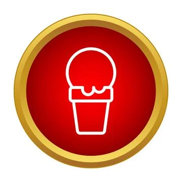Ice cream cone icon in red circle Stock Illustration