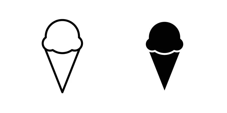 Ice cream cone icon vector concepts, line and silhouette style Stock Illustration