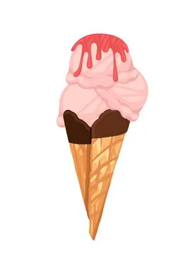 Ice cream cone with jam vector illustration isolated on white background Stock Illustration
