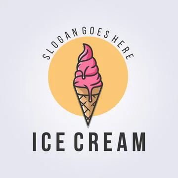 Ice cream cone logo vector illustration design, outline ice cream symbol icon Stock Illustration