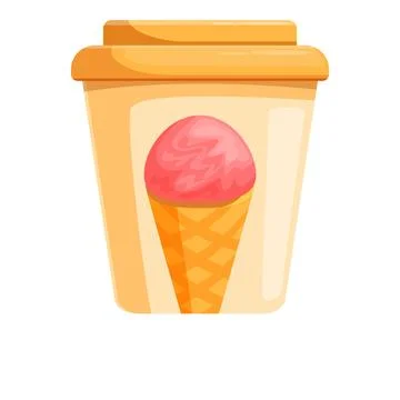 Ice cream cone packaging showing delicious strawberry flavor dessert Stock Illustration