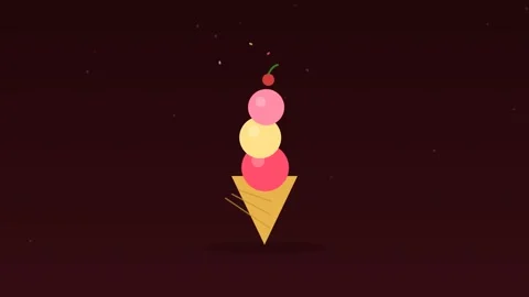 Ice cream cone scoops stacking cherry food loop 스톡 동영상 342612885