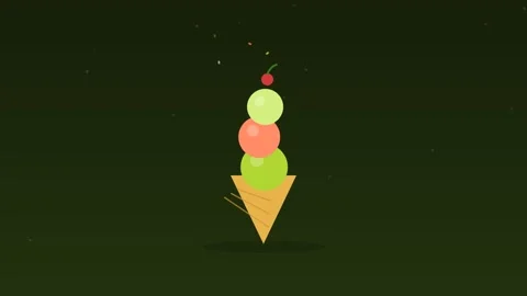 Ice cream cone scoops stacking olive food loop 스톡 동영상 342612892