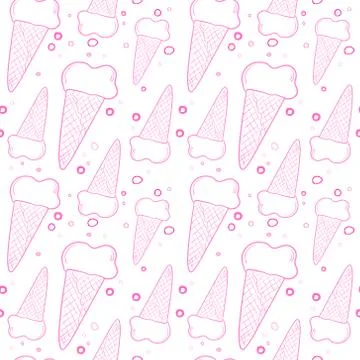 Ice Cream Cone Seamless Pattern Ornament Background Stock Illustration