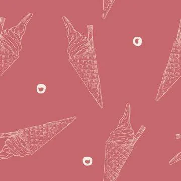 Ice-cream cone seamless pattern vector. Stock Illustration