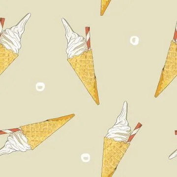 Ice-cream cone seamless pattern vector. Stock Illustration