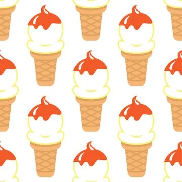 Ice cream cone seamless pattern background Stock Illustration