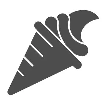 Ice cream cone solid icon. Sweet food vector illustration isolated on white Stock Illustration