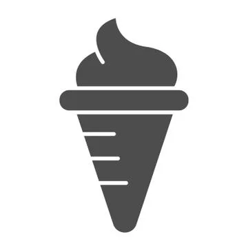 Ice cream cone solid icon. Summer frozen dessert vector illustration isolated on Stock Illustration