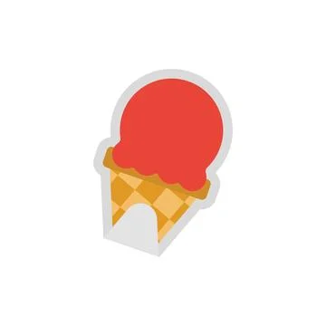 Ice cream cone sticker. Vector Stock Illustration