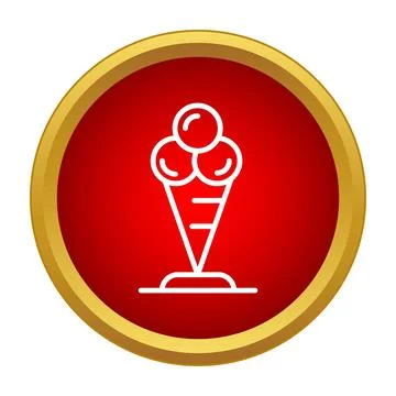 Ice cream cone with three scoops flat icon Stock Illustration