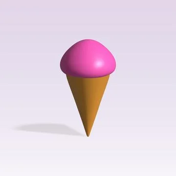 Ice cream cone vector 3d icon. pink ice cream cone 3d illustration. Stock Illustration