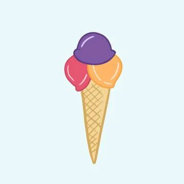 Ice cream in a cone. Vector flat outline icons. Figure ice cream Stock Illustration