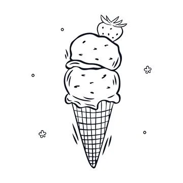 Ice cream cone vector sketch illustration Stock Illustration
