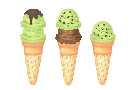 Ice cream cones isolated Stock Illustration