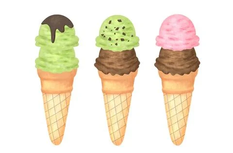 Ice cream cones isolated  Stock Illustration