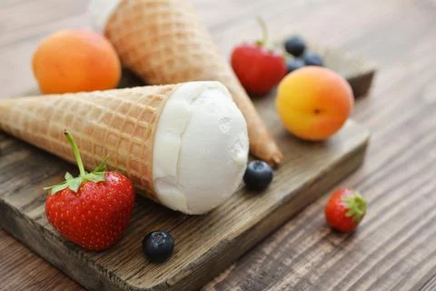 Ice cream in cones Stock Photos