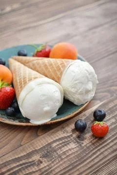 Ice cream in cones Stock Photos