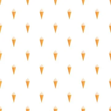 Ice cream cones repeating pattern on white background Stock Illustration