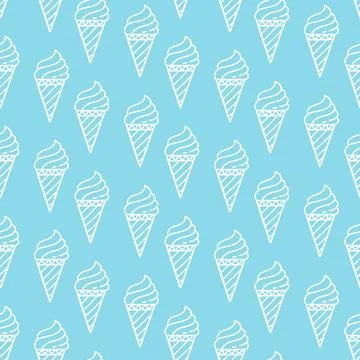 Ice cream Cones Seamless Pattern Blue Background Stock Illustration