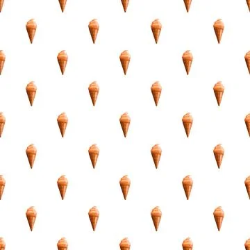 Ice cream cones seamless pattern on white background Stock Illustration