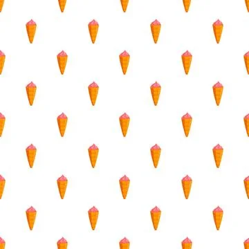 Ice cream cones seamless pattern on white background Illustrazione stock