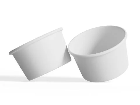 Ice Cream container for mockup collection, Disposable kraft paper bowl isola Illustration