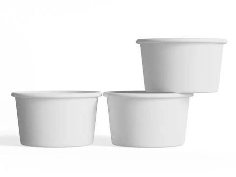 Ice Cream container for mockup collection, Disposable kraft paper bowl isola Illustration