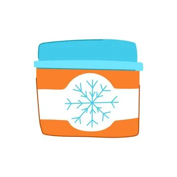 Ice cream container with snowflake packaging design Illustrazione stock