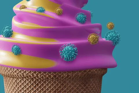 Ice cream contaminated with coronavirus Stock Illustration