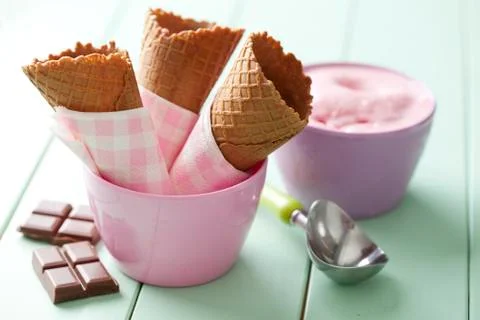 Ice cream cornet Stock Photos